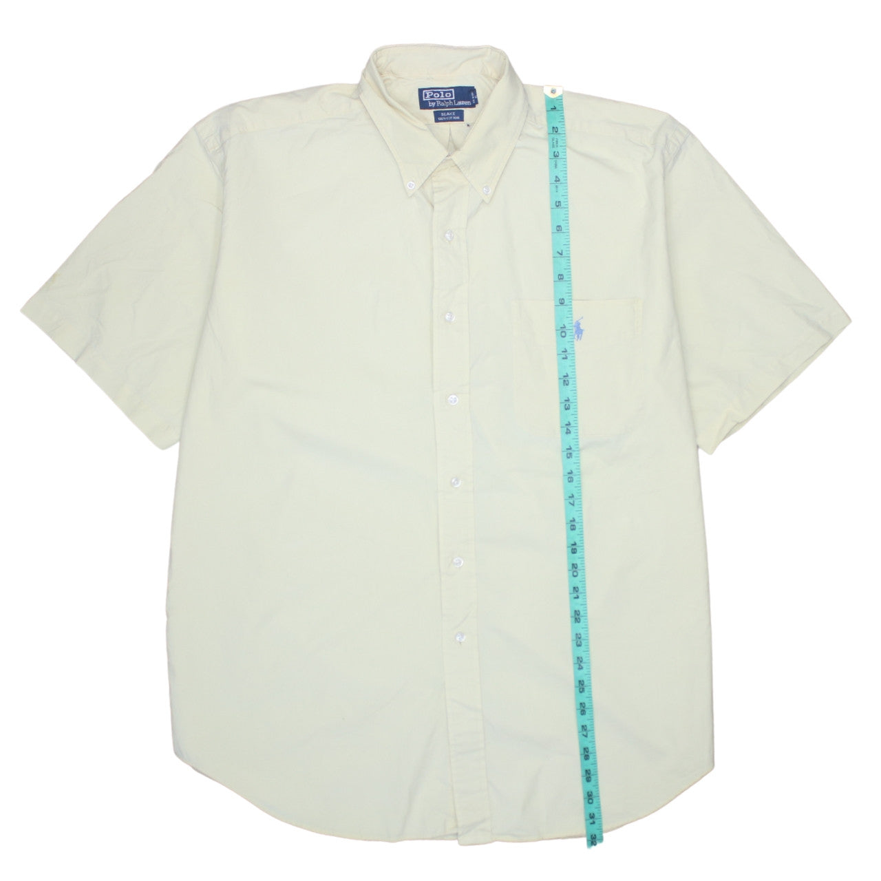 Ralph Lauren Men's Beige Short Sleeve Button-Down Cotton Shirt L