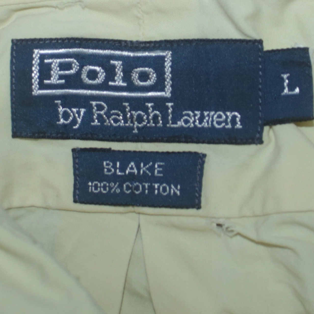Ralph Lauren Men's Beige Short Sleeve Button-Down Cotton Shirt L