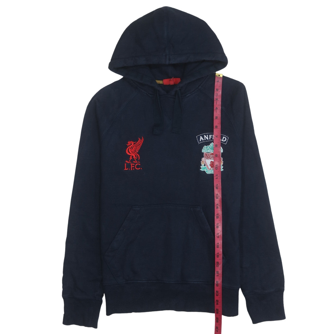 Liverpool FC Men's Blue Pullover Hoodie S Embroidered Anfield Logo