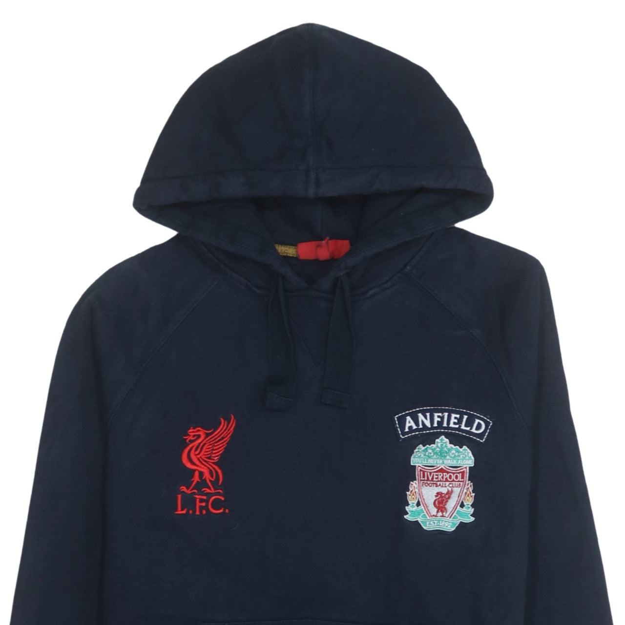 Liverpool FC Men's Blue Pullover Hoodie S Embroidered Anfield Logo