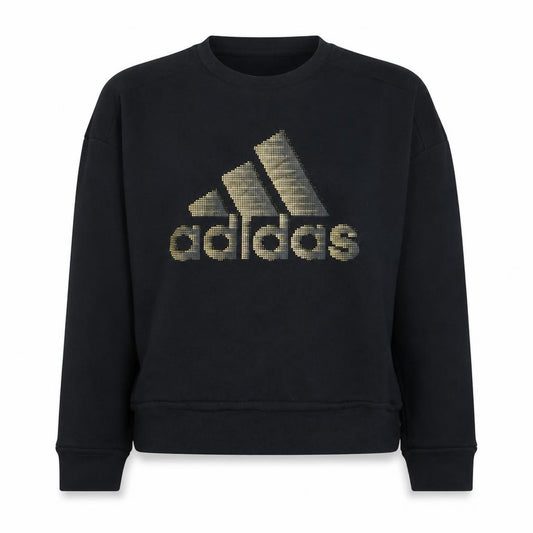 Adidas Womens Black Gold Logo Pullover Sweatshirt XL