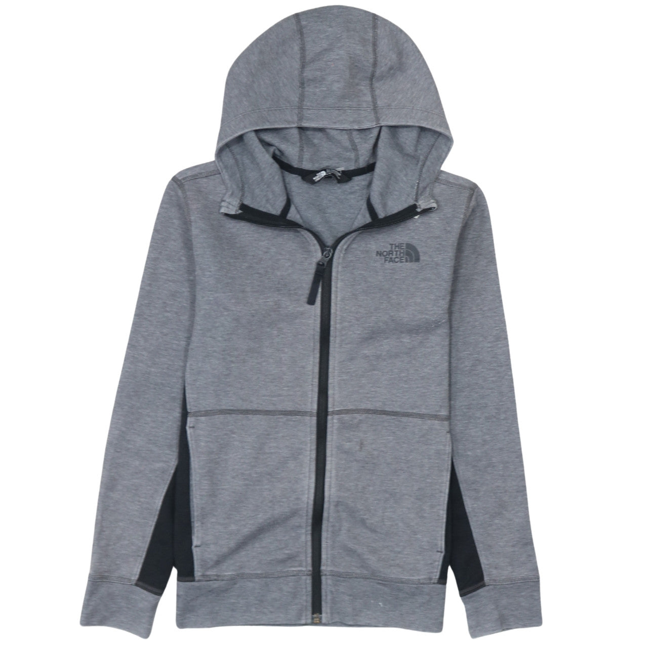 The North Face Boys Grey Full Zip Hoodie Size L Jersey Cotton Blend