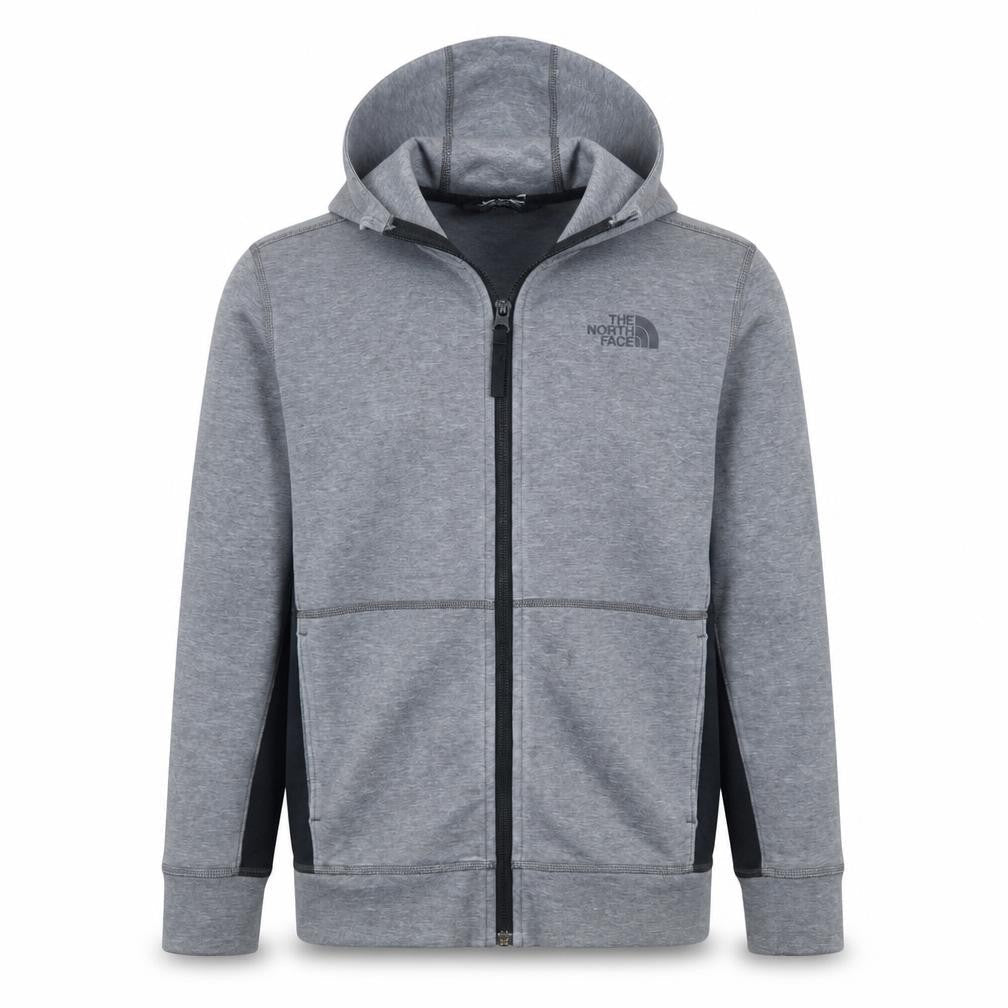 The North Face Boys Grey Full Zip Hoodie Size L Jersey Cotton Blend