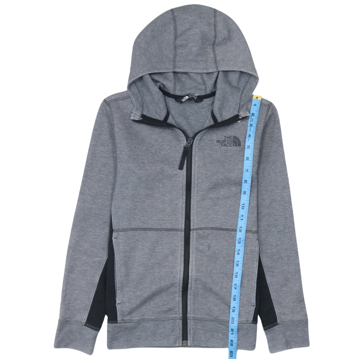 The North Face Boys Grey Full Zip Hoodie Size L Jersey Cotton Blend