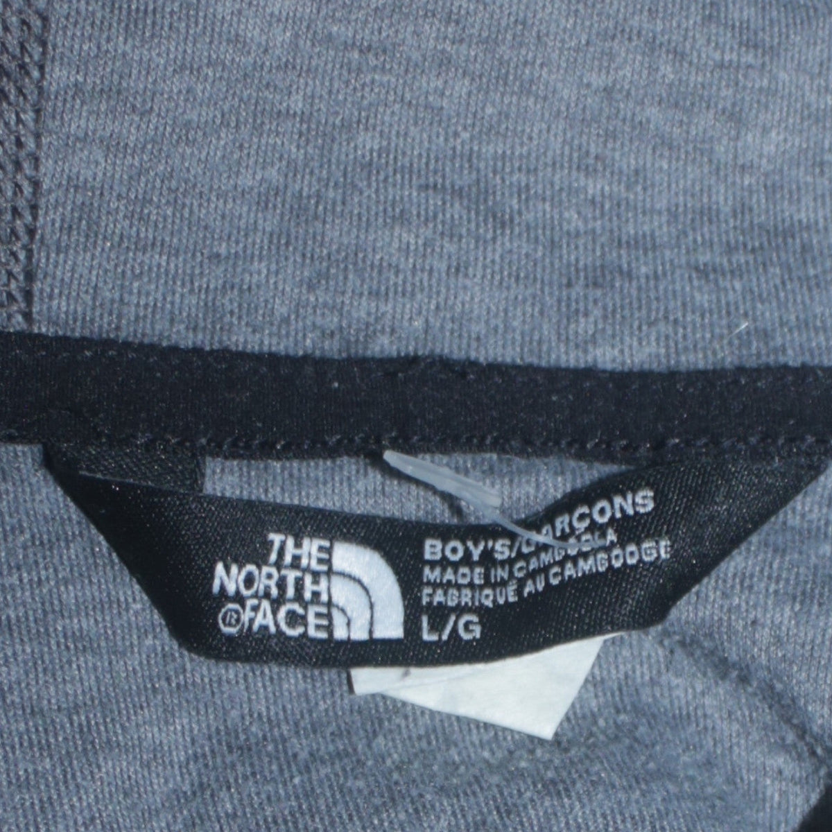 The North Face Boys Grey Full Zip Hoodie Size L Jersey Cotton Blend