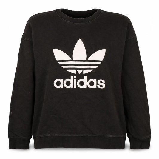 Adidas Womens Black Crew Neck Pullover Sweatshirt Size 8 Logo Print