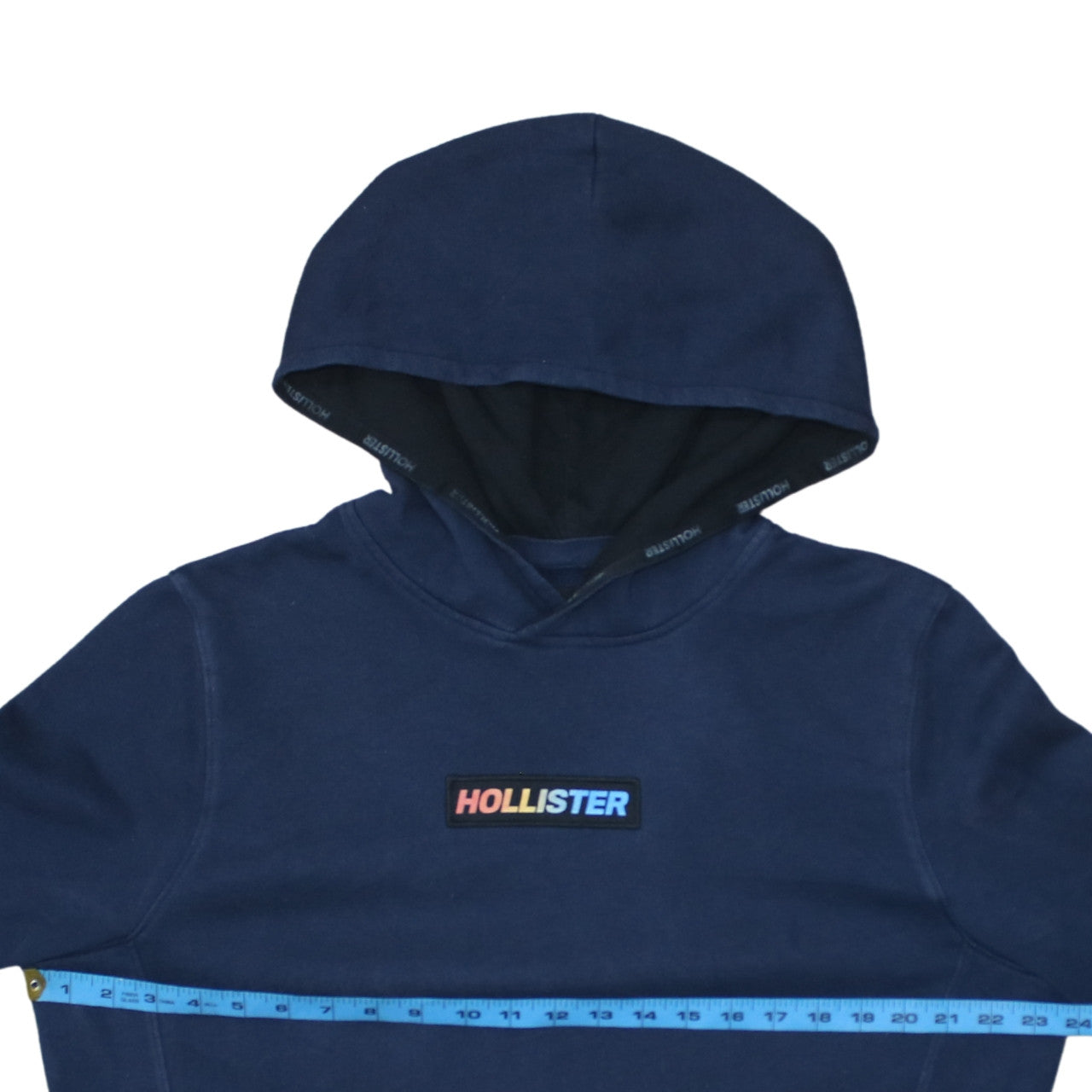 Hollister Men's Blue Pullover Hoodie L Logo Fleece Sweatshirt