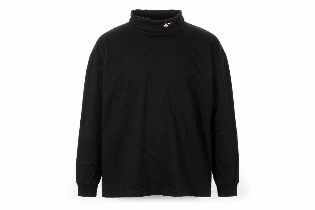 Reebok Men’s Black Cotton Long Sleeve High Neck Casual Top L