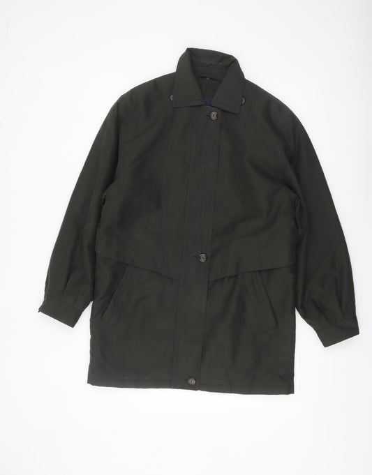 Telemac Men's Black Mid-Length Overcoat Size S with Button Fastening