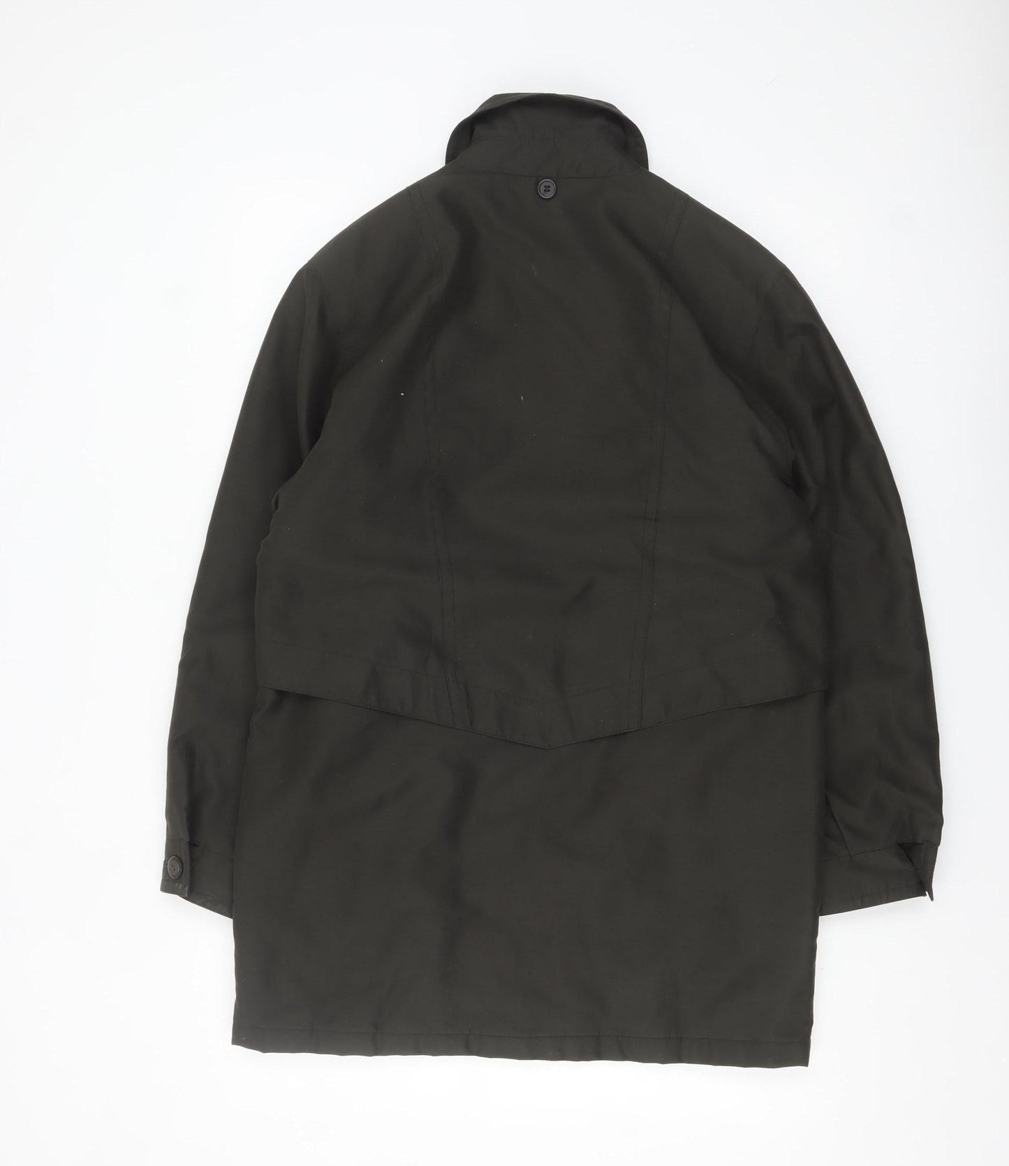 Telemac Men's Black Mid-Length Overcoat Size S with Button Fastening
