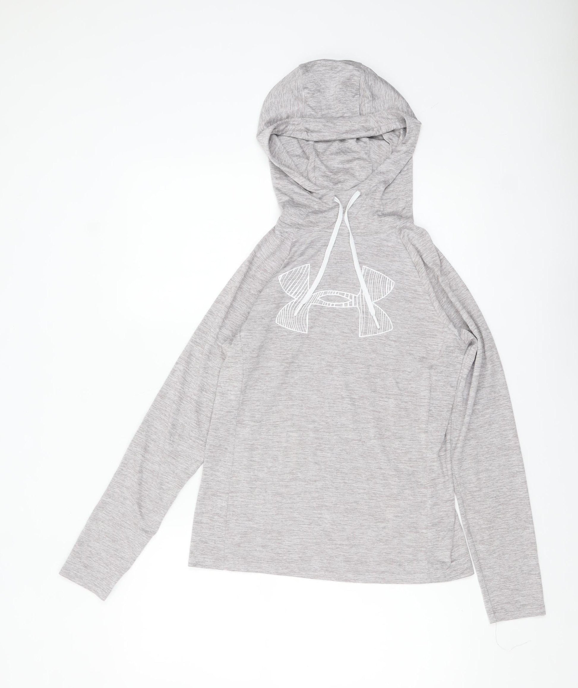 Preloved Under Armour Women's Grey XS HeatGear Hooded Long Sleeve Top - Front