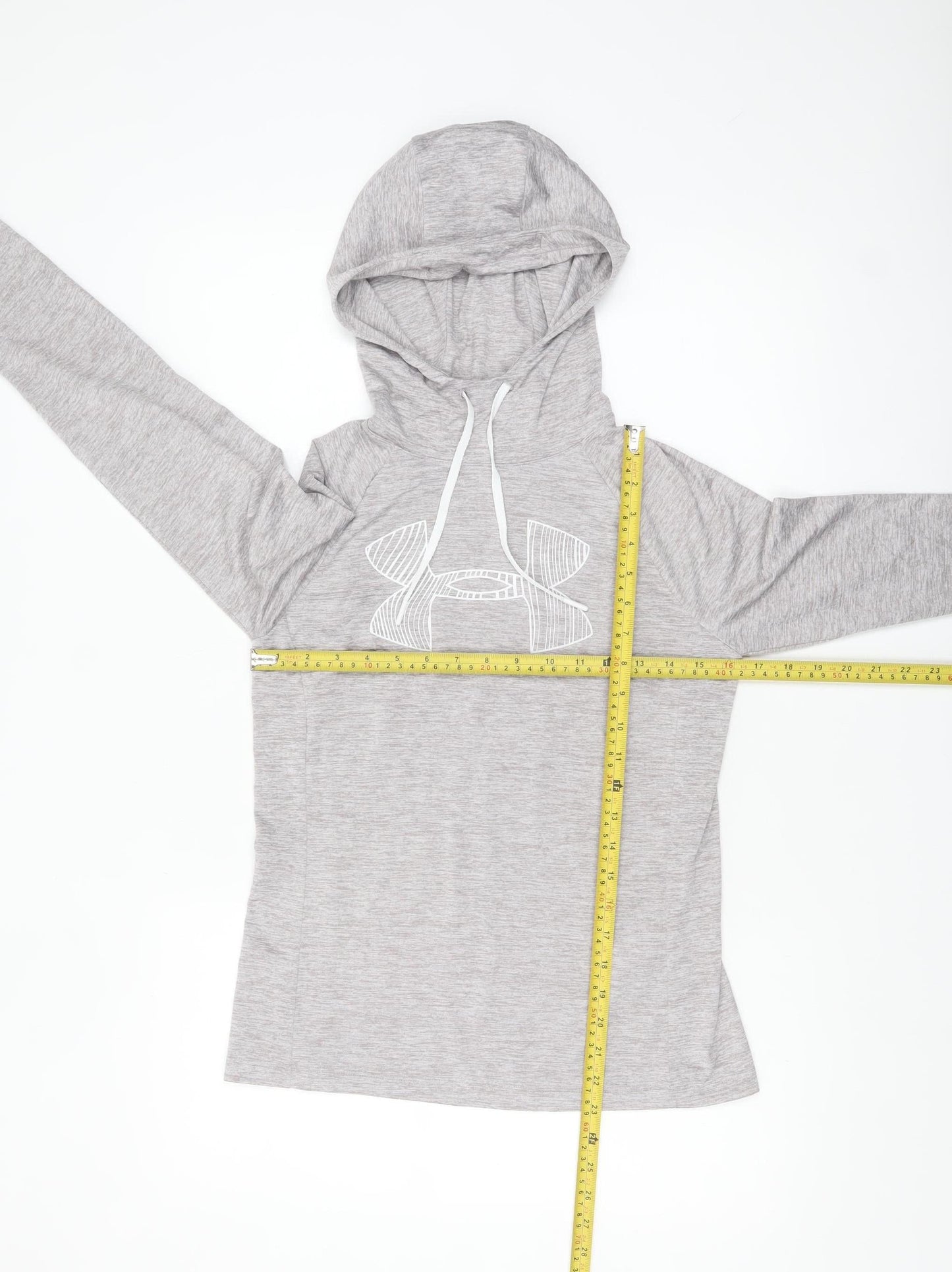 Preloved Under Armour Women's Grey XS HeatGear Hooded Long Sleeve Top - Back
