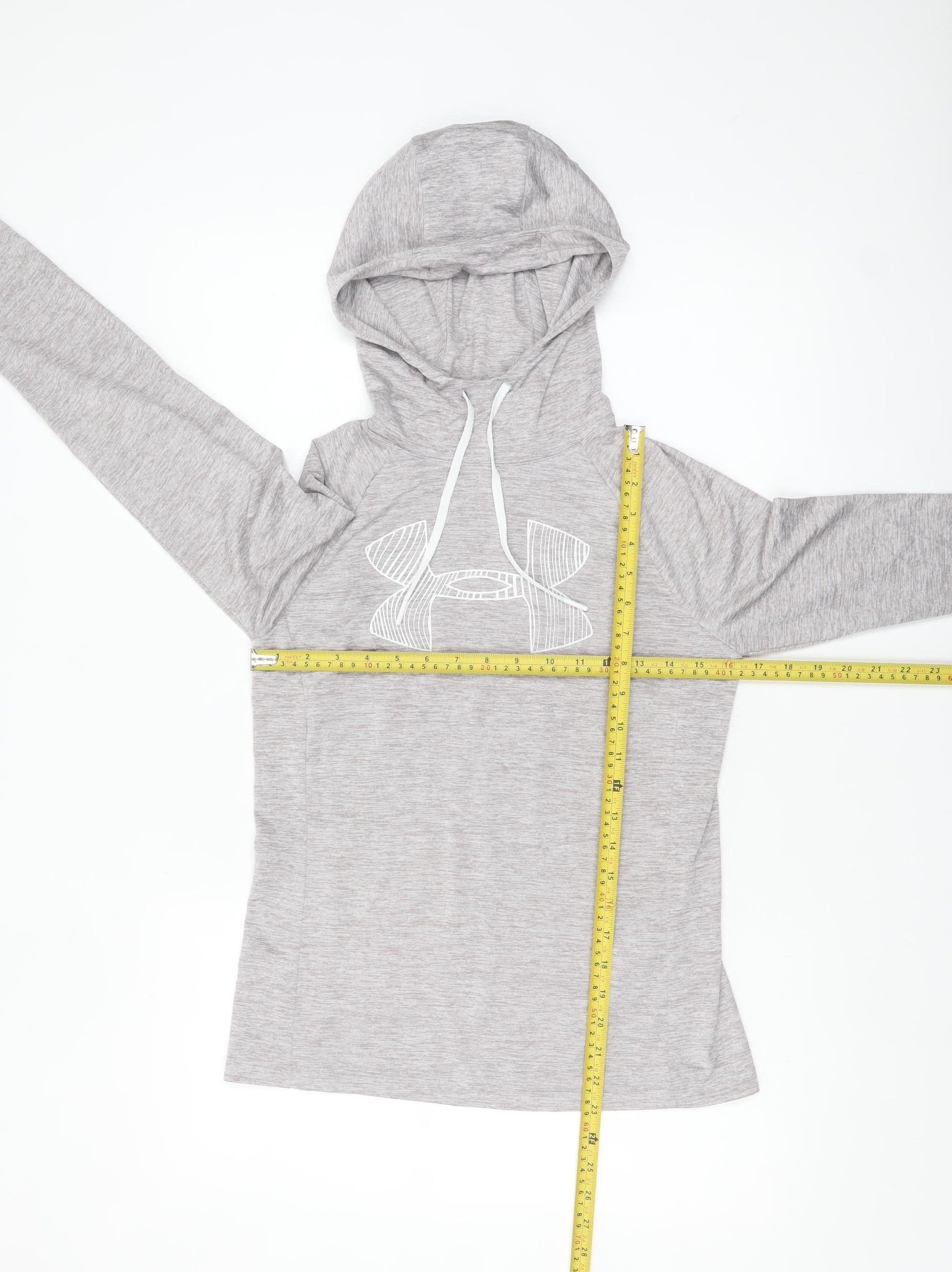 Preloved Under Armour Women's Grey XS HeatGear Hooded Long Sleeve Top - Back