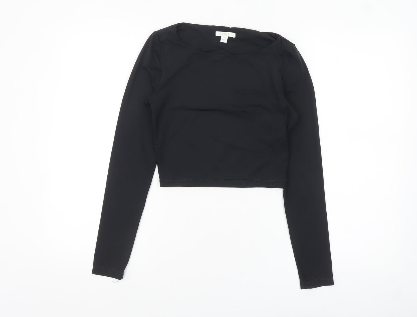 Kookai Women’s Black Cropped Long Sleeve Stretch Top Size S