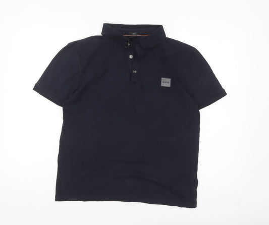 Hugo Boss Men's Slim Fit Black Polo Shirt Size L Cotton Blend