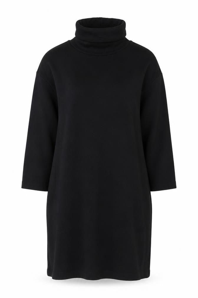 Zara Women Black Roll Neck Shift Jersey Dress Size S