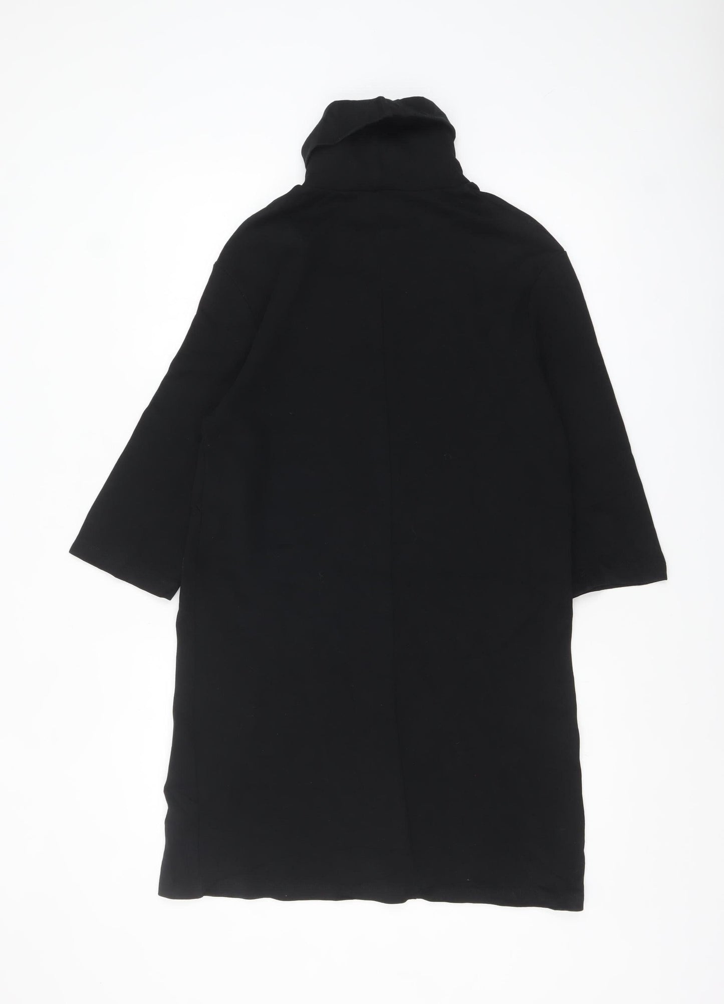 Zara Women Black Roll Neck Shift Jersey Dress Size S