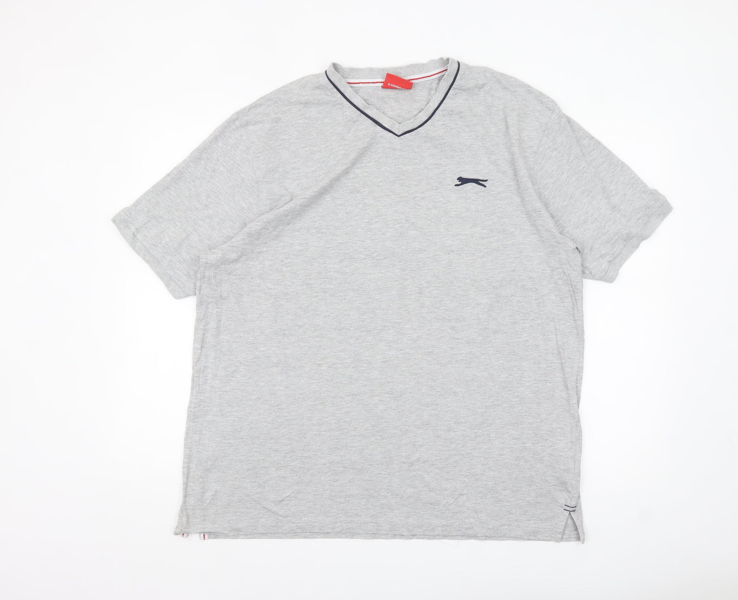 Slazenger Men's Grey V-Neck Short Sleeve Classic Fit T-Shirt XL