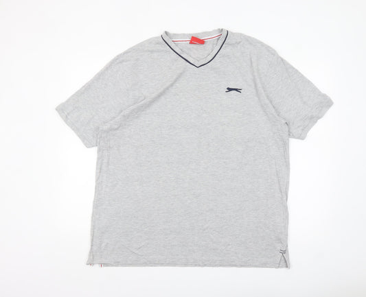 Slazenger Men's Grey V-Neck Short Sleeve Classic Fit T-Shirt XL