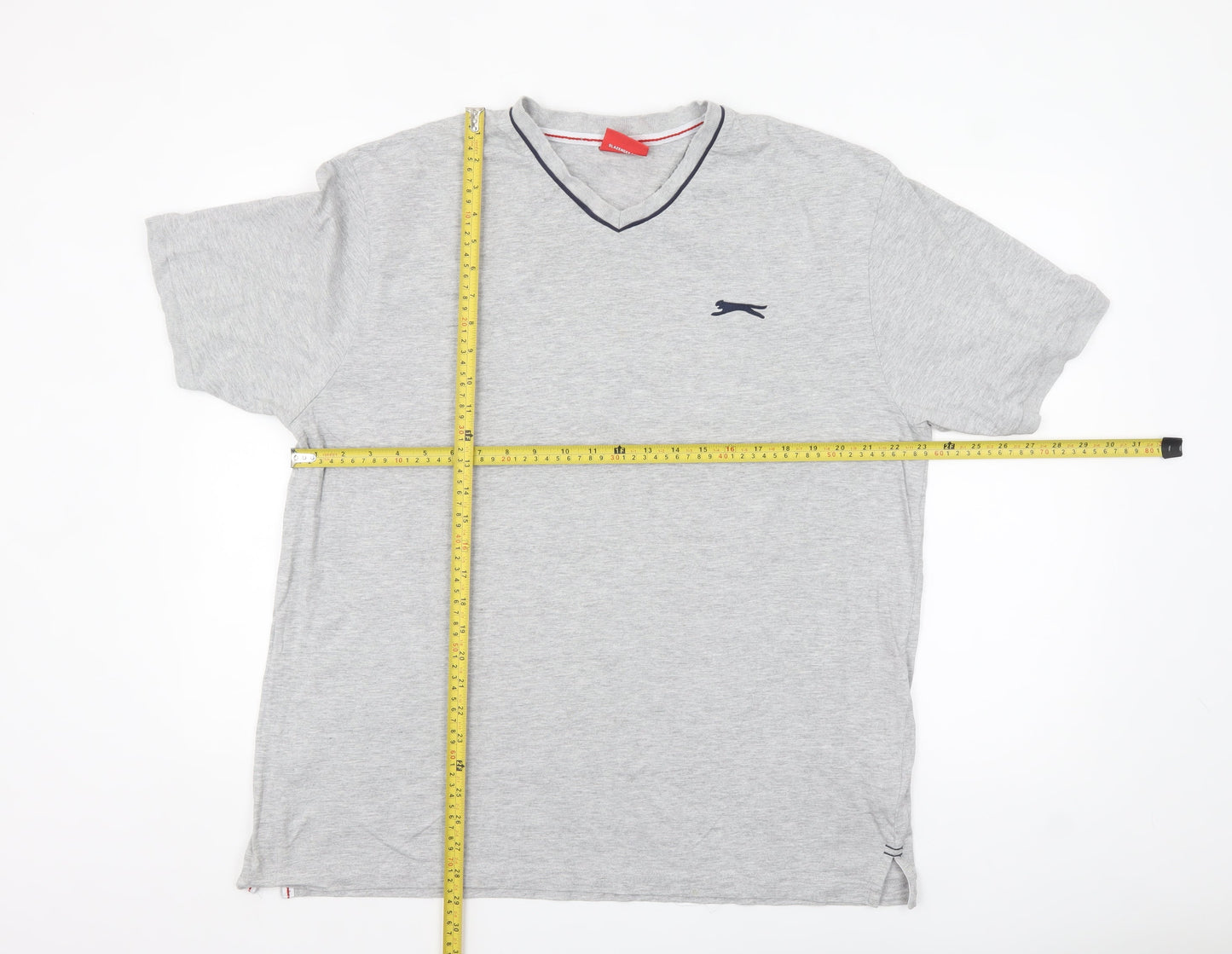 Slazenger Men's Grey V-Neck Short Sleeve Classic Fit T-Shirt XL