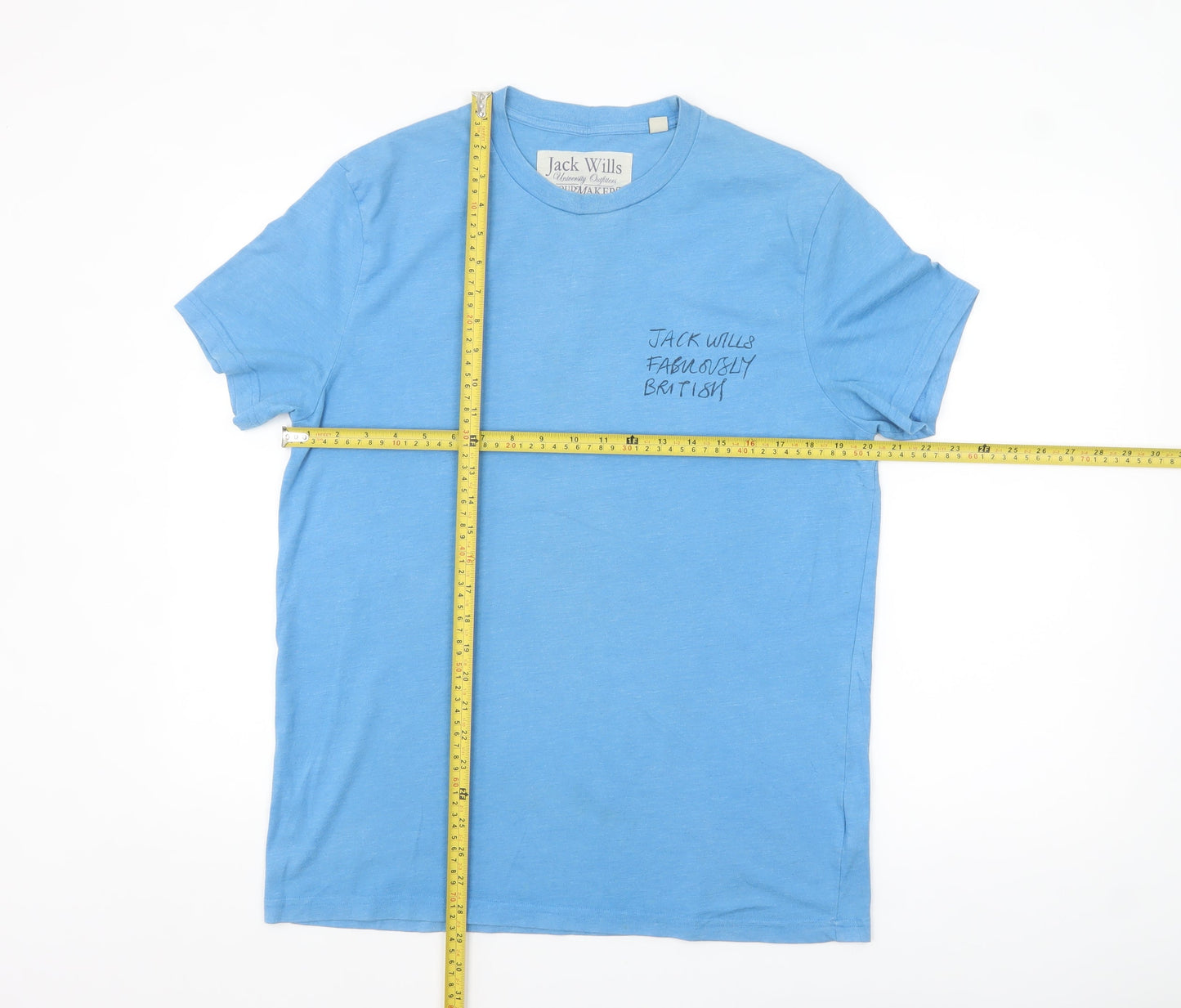 Jack Wills Men's Blue Regular Fit Crew Neck Cotton T-Shirt Size M