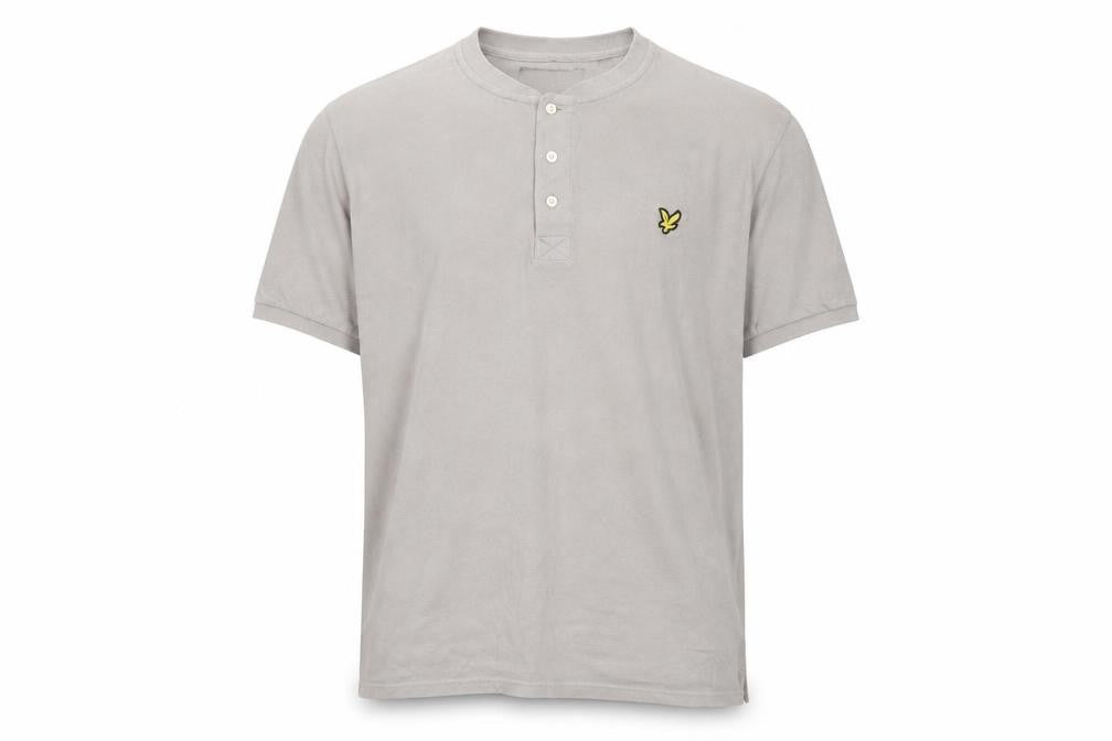 Lyle & Scott Men's Grey 2XL Henley Polo Shirt 100% Cotton