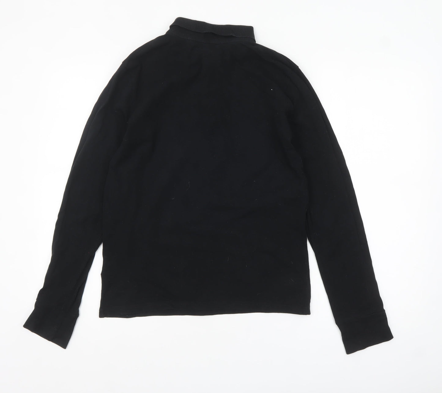 Brave Soul Men's Black Long Sleeve Cotton Polo Shirt XS
