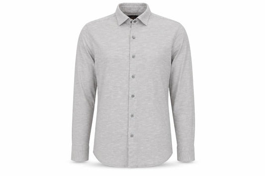 Simon Carter Men's Grey Cotton Long Sleeve Button-Up Shirt M