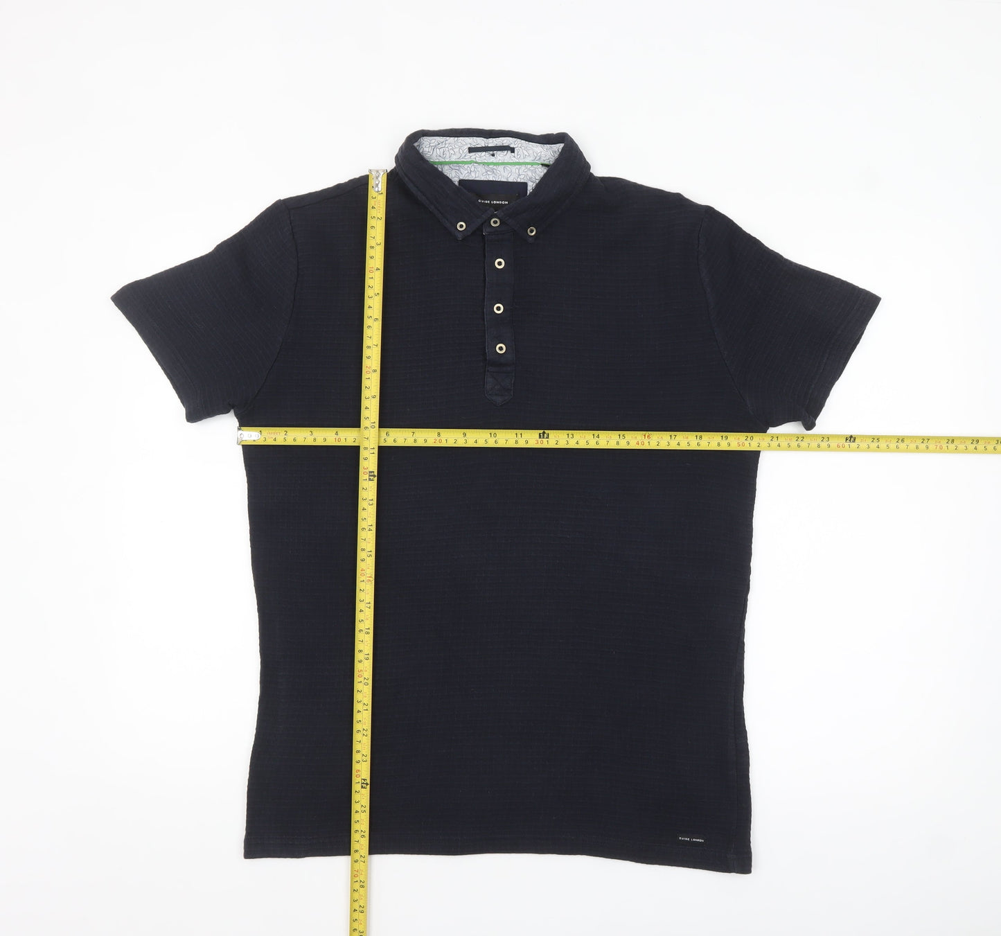 Guide London Men's Blue Cotton Short Sleeve Polo Shirt Size L
