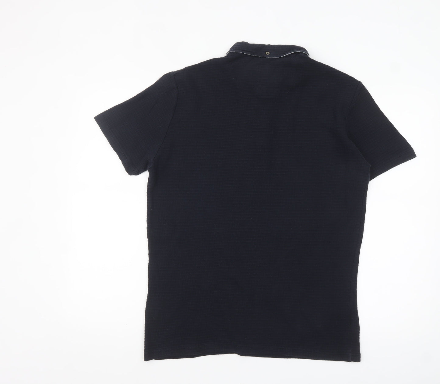 Guide London Men's Blue Cotton Short Sleeve Polo Shirt Size L