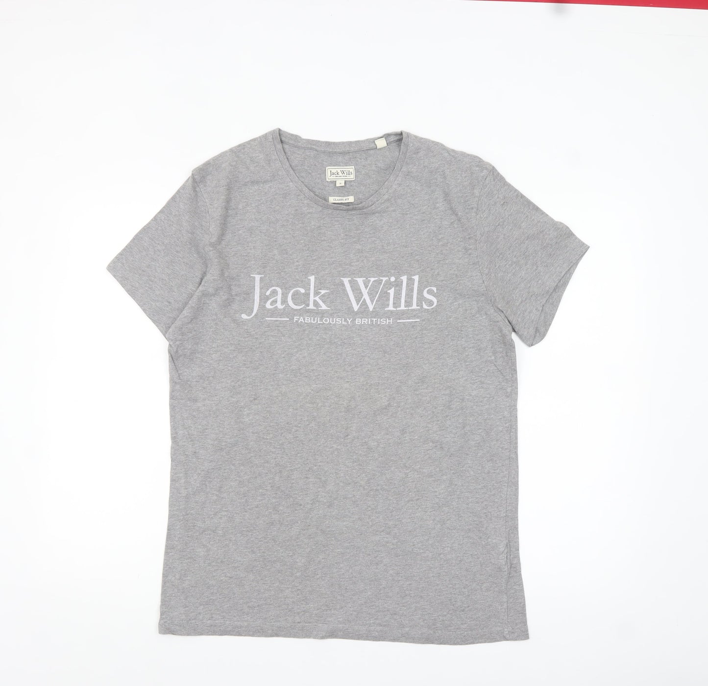 Jack Wills Men's Grey Classic Fit Logo T-Shirt Size S