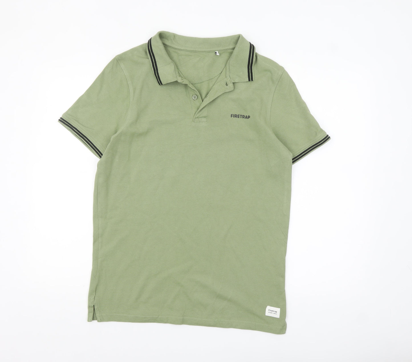 Firetrap Men's Green Cotton Short Sleeve Polo Shirt Size M