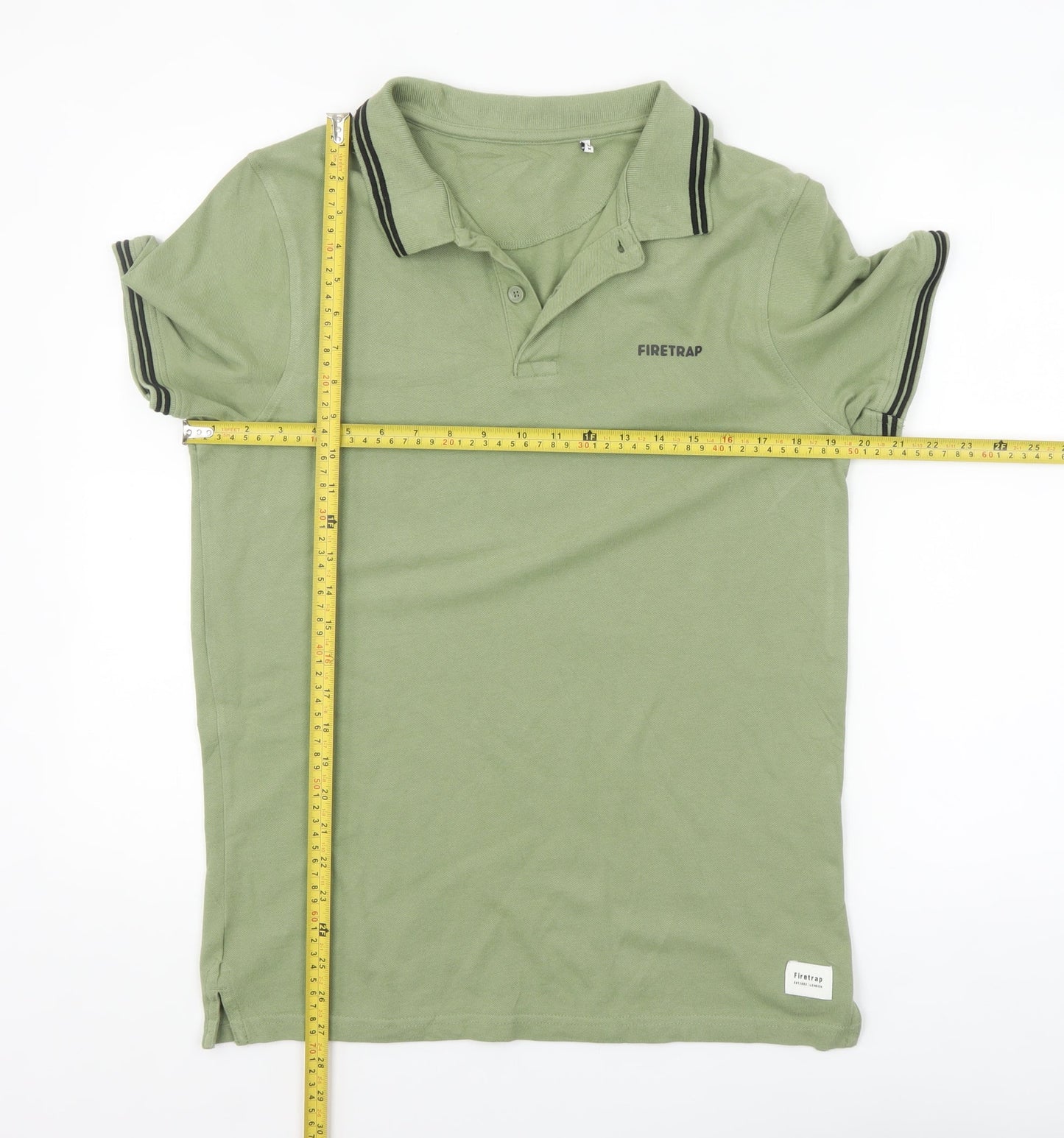 Firetrap Men's Green Cotton Short Sleeve Polo Shirt Size M
