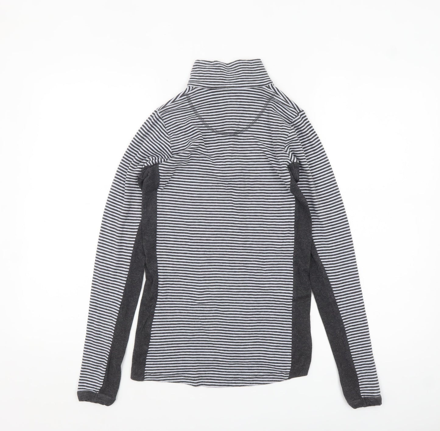 BAM Women Black & White Striped 1/4 Zip Pullover Sweatshirt Size 10