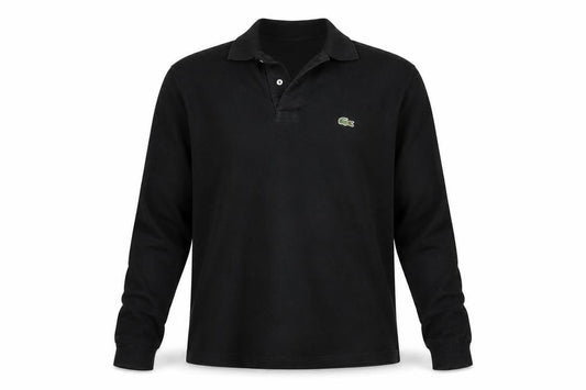 Lacoste Men's Black Classic Fit Long Sleeve Cotton Polo XS