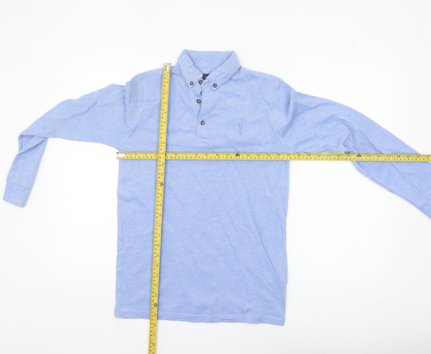 Next Boys Blue Long Sleeve Polo Shirt 12 Years Cotton Stretch Casual Top