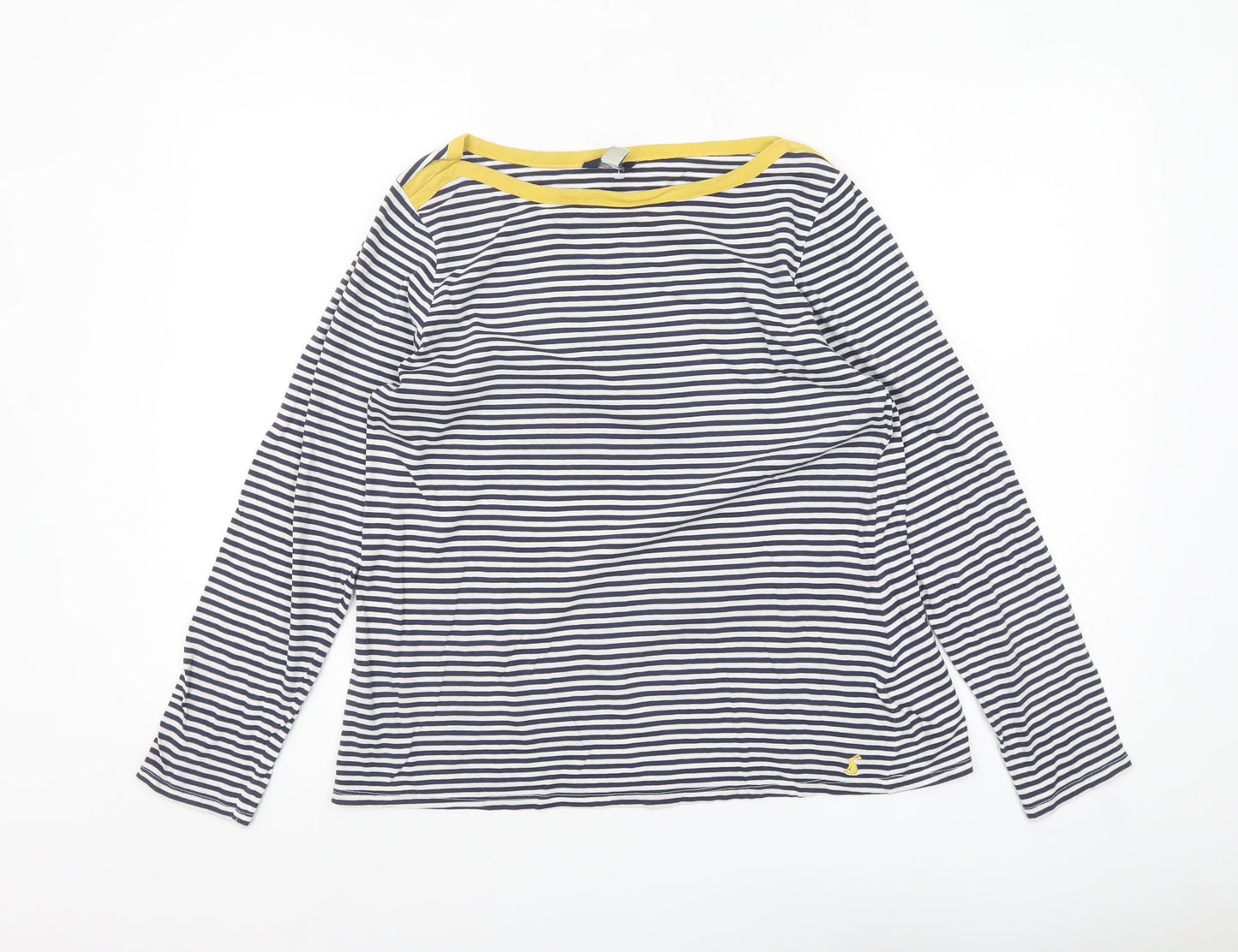 Joules Women’s Blue Striped Long Sleeve Cotton Boat Neck T-Shirt UK 14