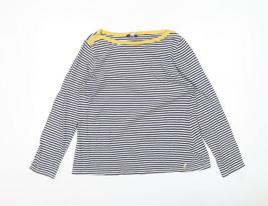 Joules Women’s Blue Striped Long Sleeve Cotton Boat Neck T-Shirt UK 14