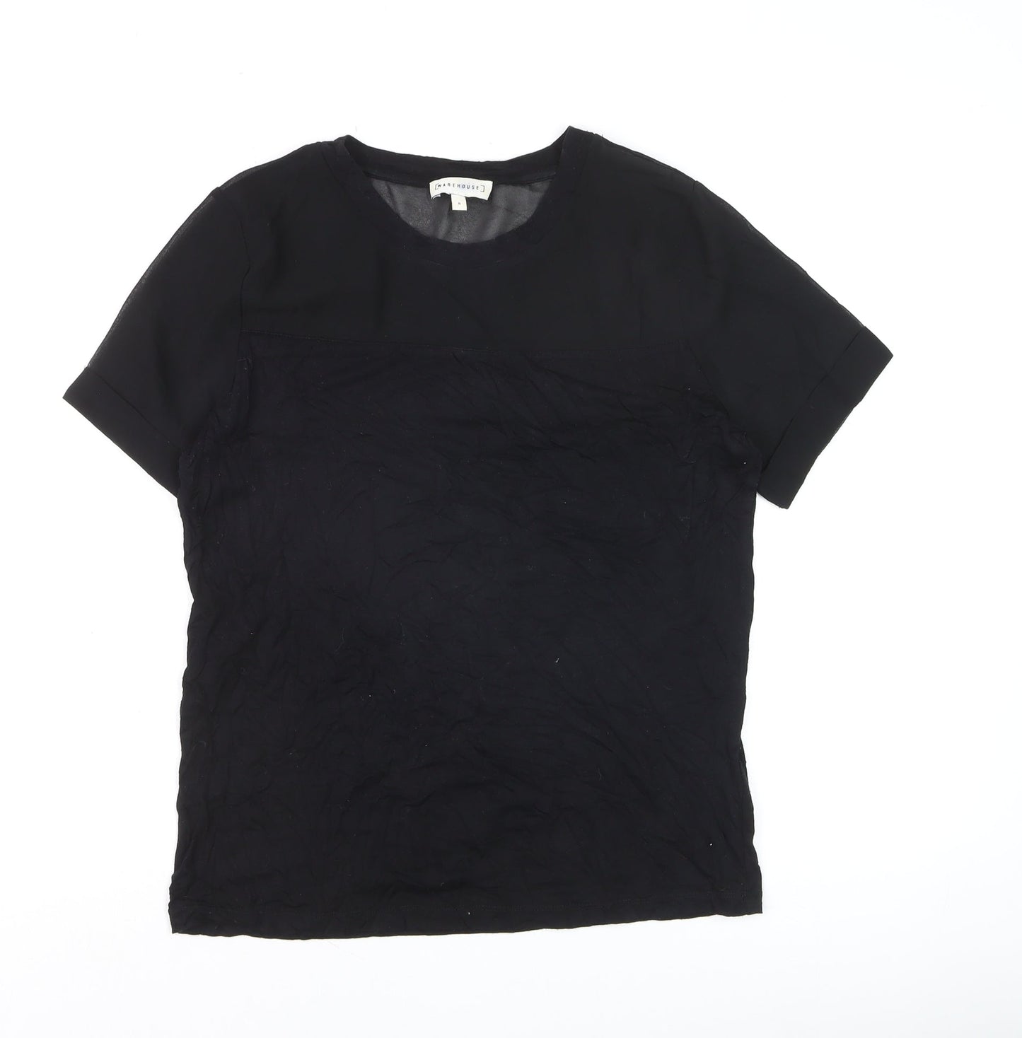 Warehouse Women’s Black Short Sleeve Basic Blouse UK 8