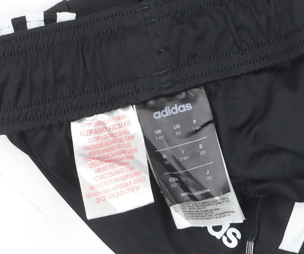 Adidas Boys Black 7-8 Years Athletic Sports Shorts