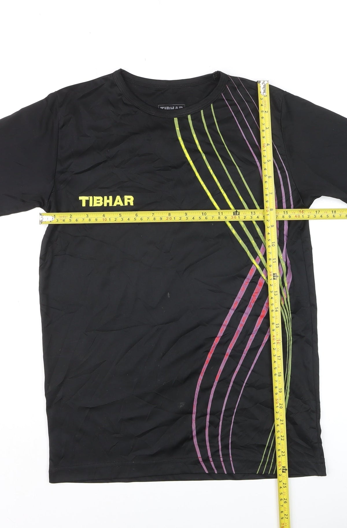 Tibhar Boys Black XS Sports T-Shirt Lightweight Moisture Wicking Top