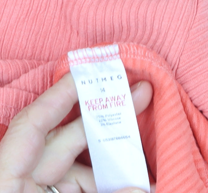 Nutmeg Womens Pink Mock Neck 3/4 Sleeve Pullover Jumper Size 14