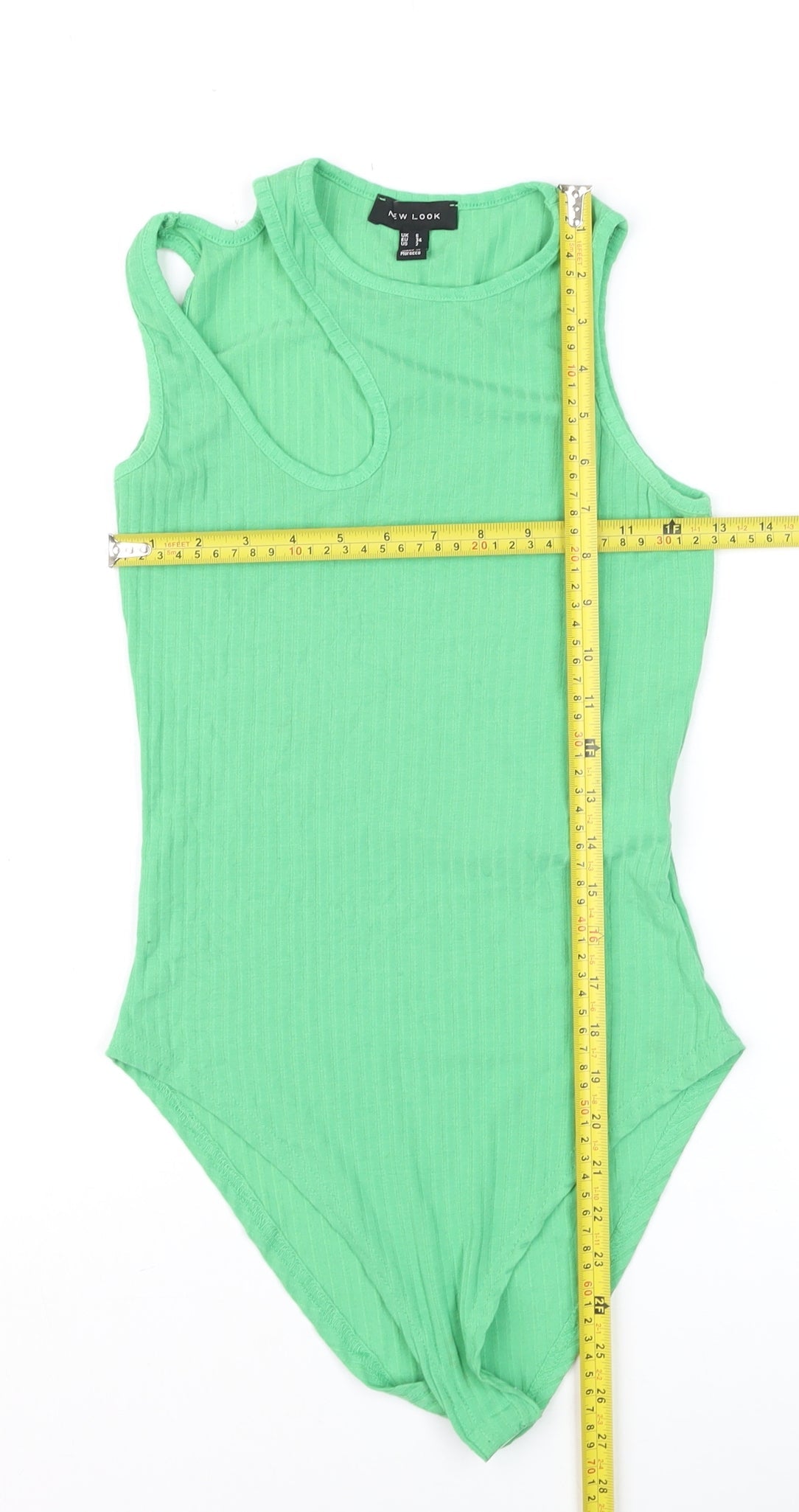 New Look Womens Green Ribbed Sleeveless Bodysuit UK 8