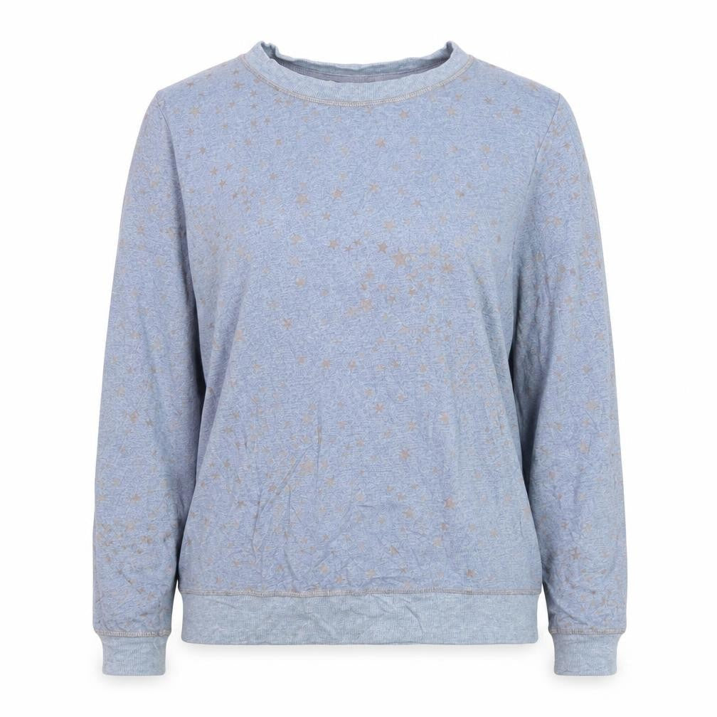 Next Women Blue Star Print Crew Neck Pullover Jumper Size M