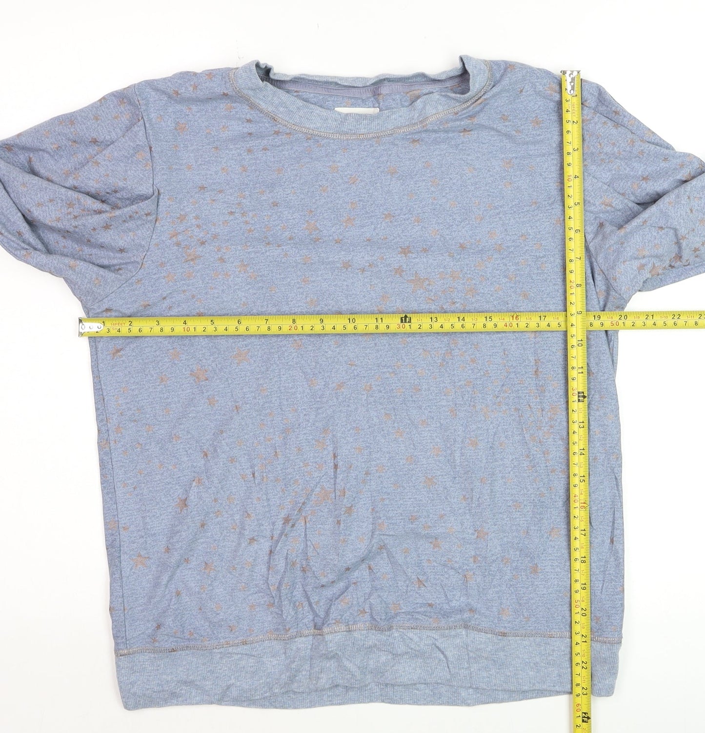 Next Women Blue Star Print Crew Neck Pullover Jumper Size M