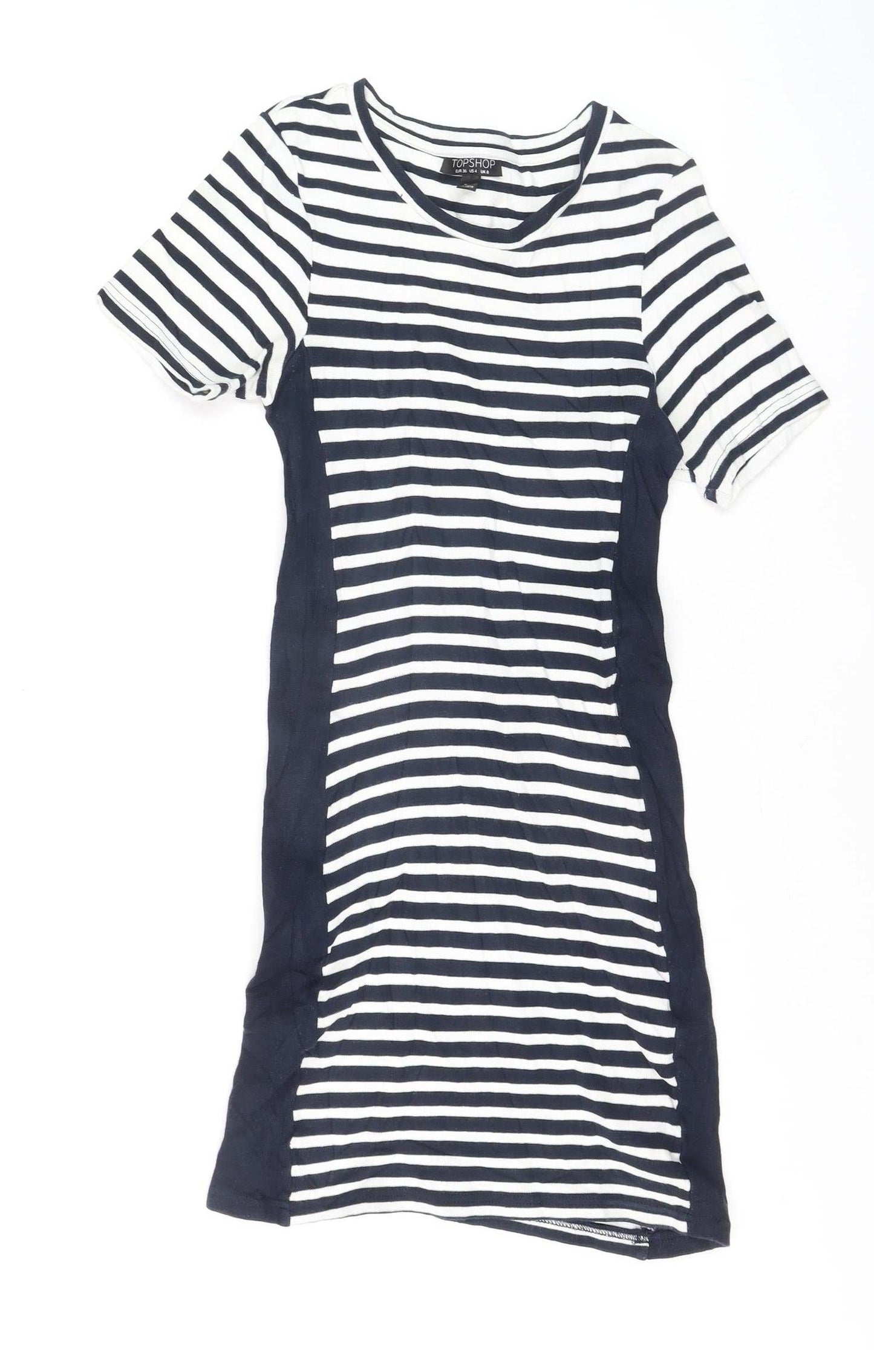 Topshop Women’s Navy Striped T-Shirt Dress Size 8
