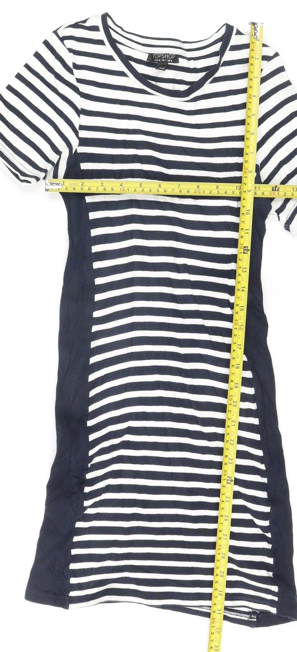 Topshop Women’s Navy Striped T-Shirt Dress Size 8