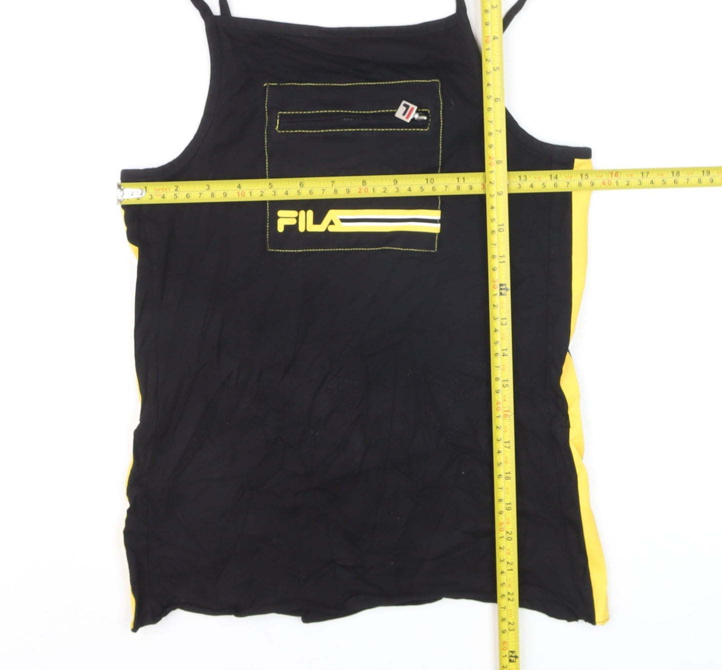 FILA Womens Black Yellow Tank Top M Sportswear Camisole Activewear