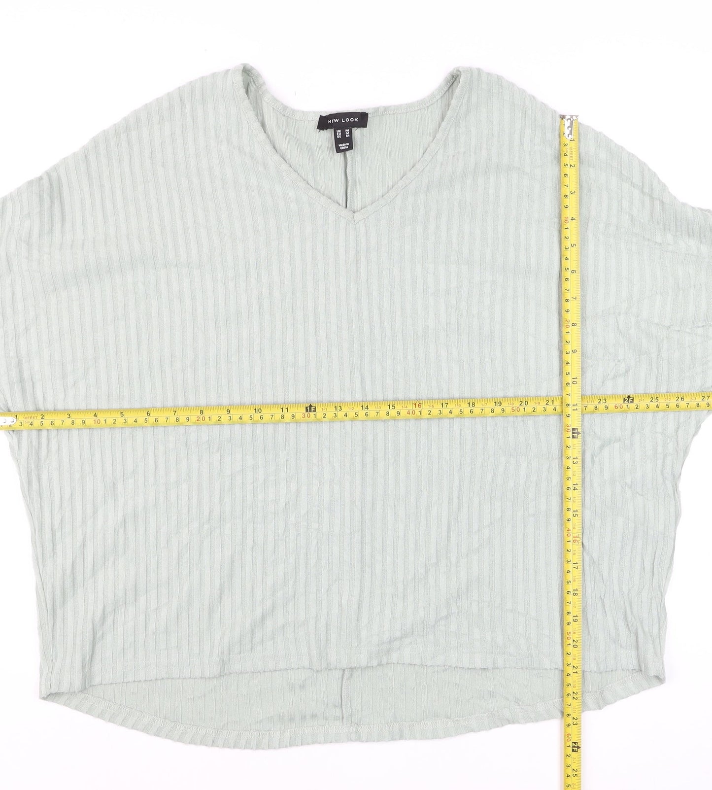 New Look Women’s Green V-Neck Relaxed Knit Jumper Size M