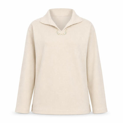 Jumper Women Beige Collared Pullover Knit Long Sleeve S